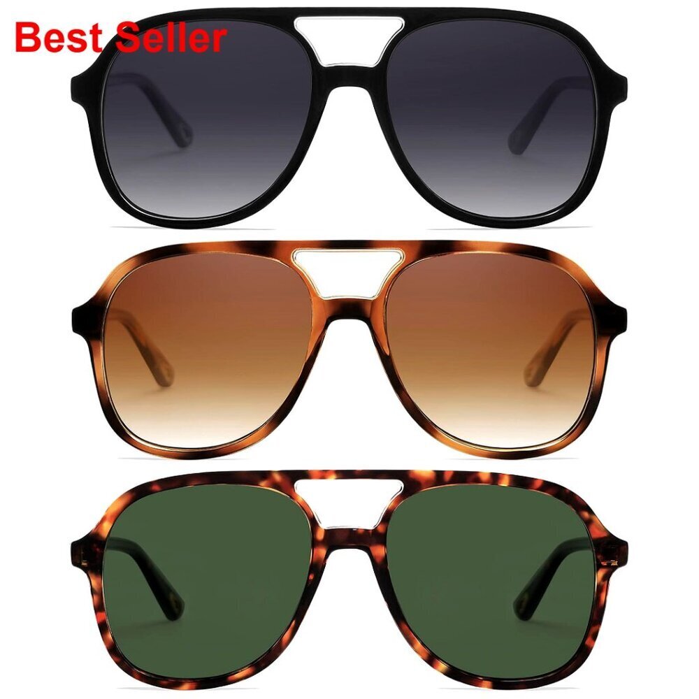 Polarized Aviator Sunglasses UV400 Protection Retro Square Frames Unisex